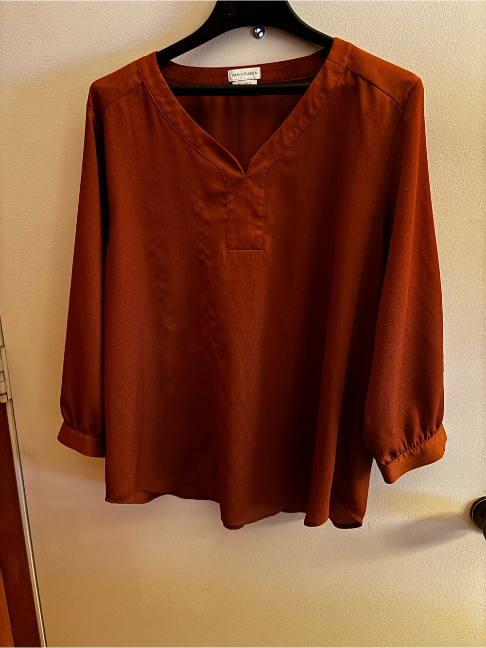 Van Heusen Rust V-Neck Long Sleeve Blouse